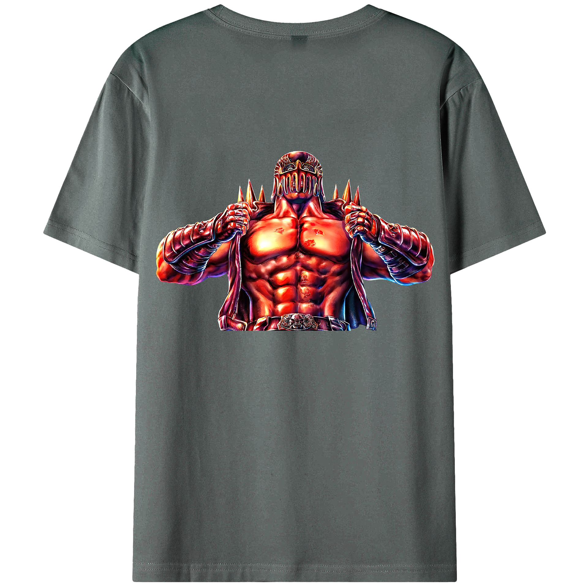 （画像用） 北斗の拳 Fist of the North Star 綿100％ メンズ半袖Tシャツ（バックプリント） 通気性